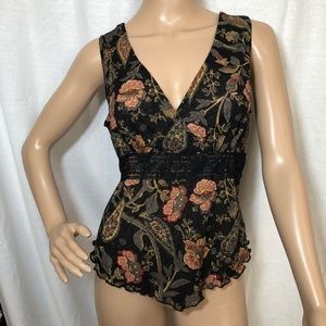 Cute Sheer Sleeveless Empire Waist Blouse SM/Med
